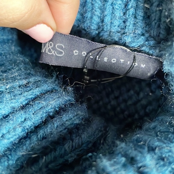 🌿Final Sale M&S Collection Dot‎ Knit Blue Sweater - Picture 8 of 13